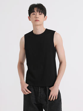 callisto黑色全棉无袖T恤 SSUDW001C