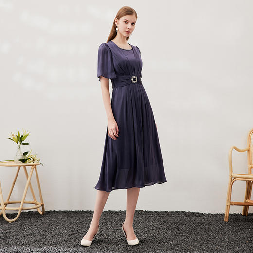 EITIE爱特爱夏季新款束腰优雅显瘦礼服连衣裙7077702 商品图3