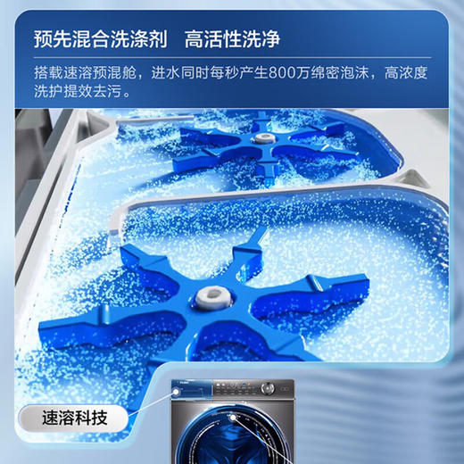 【精华洗】海尔10KG全自动变频滚筒洗衣机家用大容量525mm筒径精华洗智能投放除菌空气洗烘一体XQG100-HBD14326L 商品图3