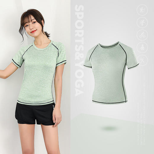 夏季瑜伽服短袖上衣吸汗速干t恤跳操健身房运动跑步衣大码宽松女 商品图11