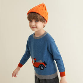 mettekids儿童纯羊绒衫春秋打底小童男童针织衫女童卡通薄款毛衣