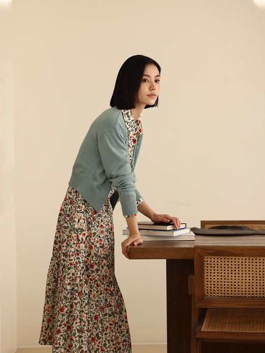 HeyDress法式碎花连衣裙女春季复古浪漫印花裙高腰长款气质裙子 商品图2