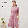 EITIE爱特爱春季新款洋气镂空蕾丝显瘦收腰连衣裙女裙6907640 商品缩略图1