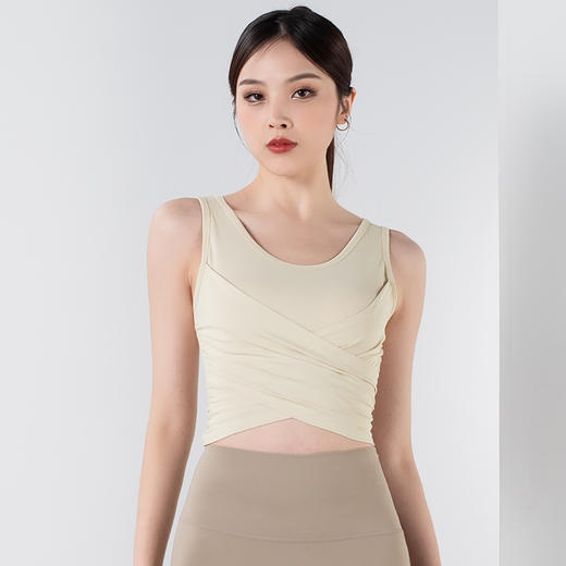 【限时秒】YOGACODE【火树银花系列】交叉褶皱一体式胸垫瑜伽背心YCDS490 商品图9