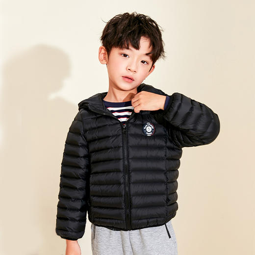 mettekids儿童羽绒服秋冬季白鹅绒短款大童男童女童轻薄连帽外套 商品图3
