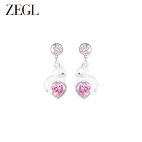 ZEGL设计师樱花小彩串系列爱心兔子耳环女小众设计感耳钉银针耳饰