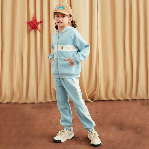 【女童可爱运动套装】21年秋冬新品女童套装可爱运动套装时尚撞色上衣+裤子 商品图3