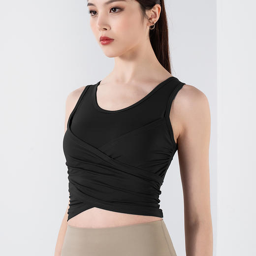 【限时秒】YOGACODE【火树银花系列】交叉褶皱一体式胸垫瑜伽背心YCDS490 商品图2