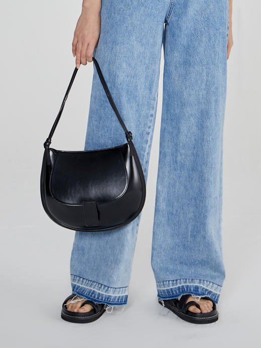 Self Who新款潮锁扣紧实闭合复古半月形马鞍包单肩斜跨百搭包包女 商品图0