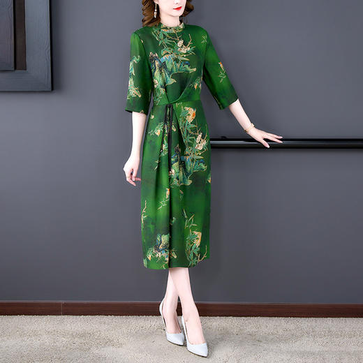 优雅复古遮肉收腰显瘦连衣裙AHM-ddfs8867 商品图0