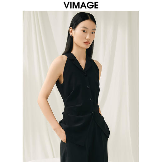 VIMAGE纬漫纪夏季新款通勤气质显瘦百搭无袖衬衣V1909511 商品图2