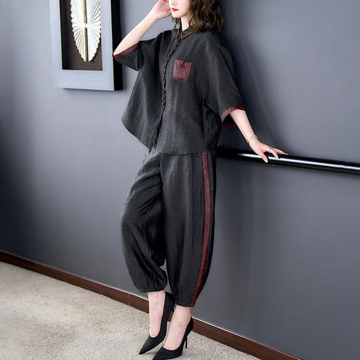 2023夏季新款优雅复古遮肉显瘦龟裂纹套装AHM-ddfs8899 商品图2