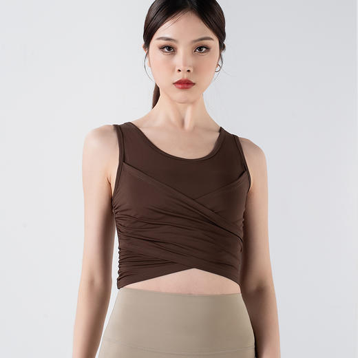【限时秒】YOGACODE【火树银花系列】交叉褶皱一体式胸垫瑜伽背心YCDS490 商品图7