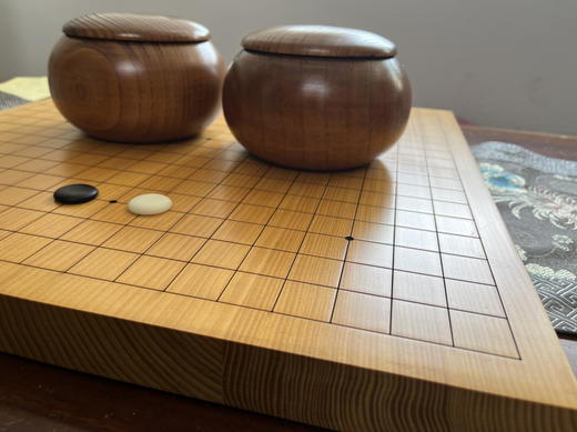 3厘米厚新榧实木棋盘+独木酸枣木罐+单面凸老云子 商品图2