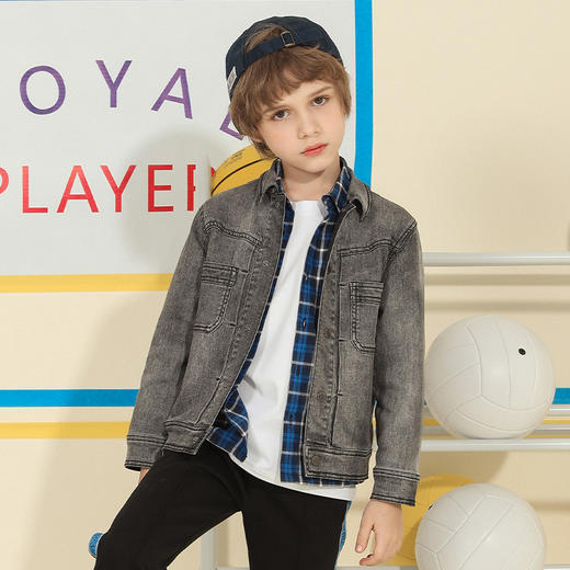 【精工水洗牛仔外套】mettekids童装牛仔衣服男女童春季新款长袖短外套装 商品图0