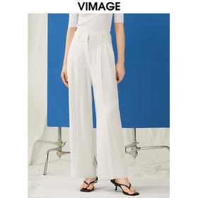 VIMAGE纬漫纪春季新款气质通勤百搭显瘦高腰休闲直筒裤子V1905507