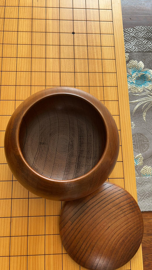 3厘米厚新榧实木棋盘+独木酸枣木罐+单面凸老云子 商品图4