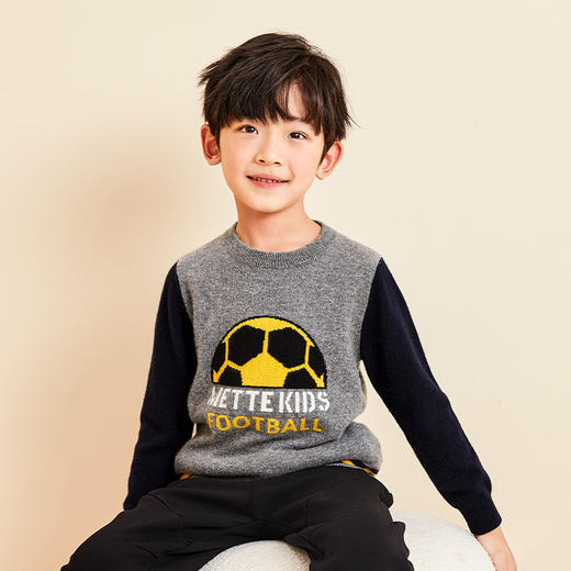 mettekids儿童羊绒衫2022秋季新款针织衫毛衣外穿男童卡通套头衫 商品图1