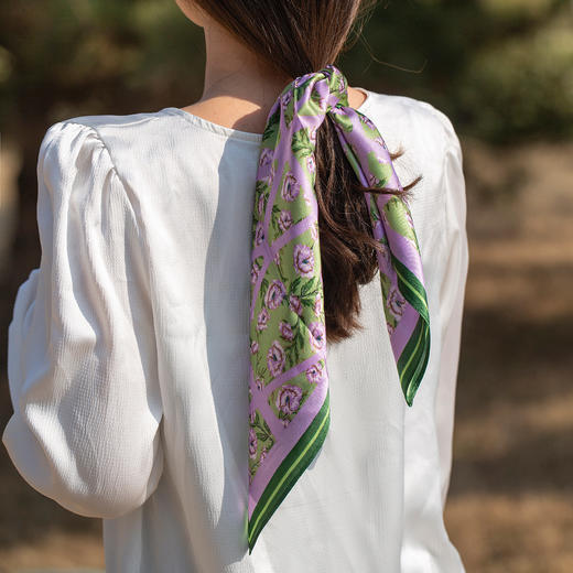 「2023新款桑蚕丝方巾」PSQUEEN 法式真丝方巾 经典复古系列 53*53cm 柔软亲肤 商品图4