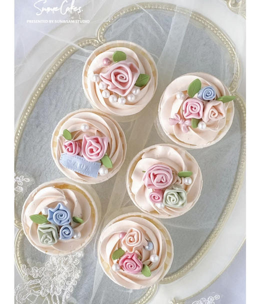 母亲节女神翻糖花花奶油纸杯蛋糕（一套6个装 商品图0