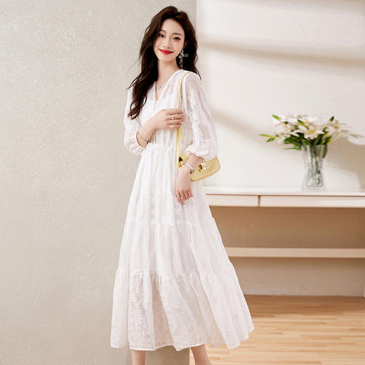 时尚潮流，灯笼袖大摆型显瘦蕾丝连衣裙HR-WL230089 商品图2