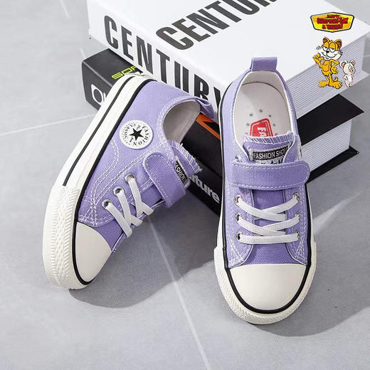 新款儿童帆布鞋小白鞋男女童低帮松紧kids小中大童 商品图5