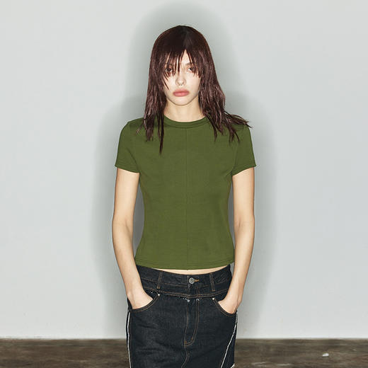 NUTH“轻装”｜纯色圆领T恤分割线设计通勤百搭短袖上衣女 商品图2