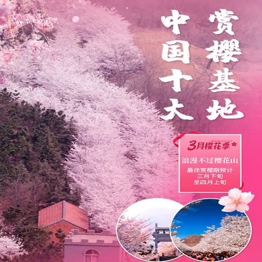 【邹平樱花山】29.9元单人票，CCTV中国十大赏樱基地，数万株樱花即将绽放，解锁浪漫樱花，共赴早春第一游！凭此票可免费开车入园赏樱~ 商品图0
