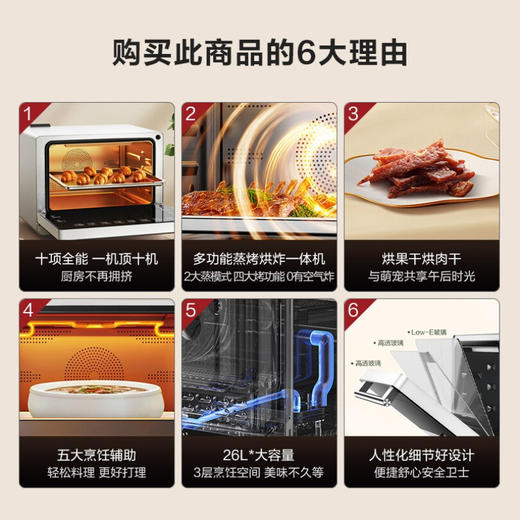 方太蒸烤箱一体机台式蒸烤一体机小方盒家用多功能电蒸烤烘炸一体蒸箱烤箱智能烘焙 YZK26-E1Y乳白色款 商品图1