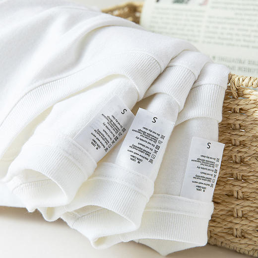 「黑白两色！220g精梳棉」220g纯棉短袖T恤 女宽松简约打底衫ins男女款夏季白色上衣 商品图2