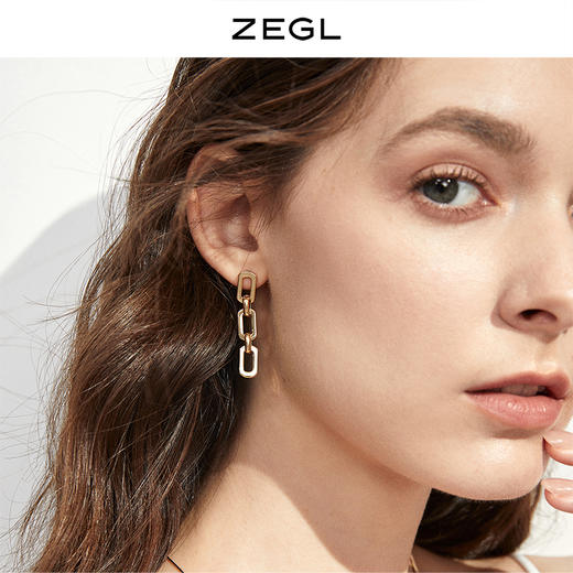 ZEGL链条耳环女秋冬小众设计感2022年新款冷淡风长款耳钉银针耳饰 商品图3