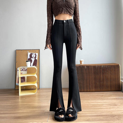 【一穿就会爱上】显高显瘦显腿长微喇开叉裤 Q弹亲肤 立体有型 美化腰臀比 提升身材曲线 商品图4