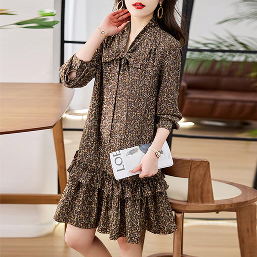 春夏新款，复古碎花长袖连衣裙HR-ZYF2317-1 商品图3