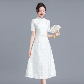 QYM MG7766-Y改良旗袍裙中式蕾丝连衣裙