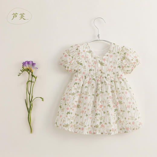 【马克珍妮 芦芙】夏装新款 女童棉真丝温柔夏花连衣裙230881 商品图2
