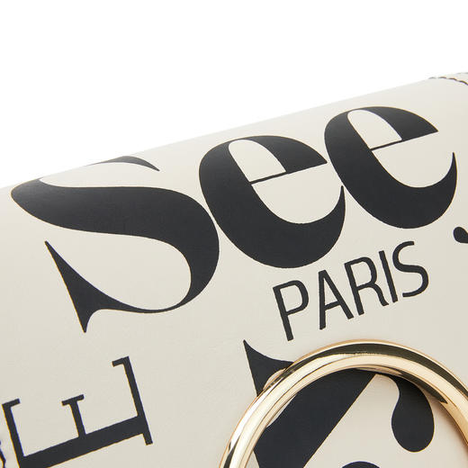 Chloe 蔻依 SEE BY CHLOE 女士LOGO字母印花单肩斜挎包马鞍包 米白 商品图3