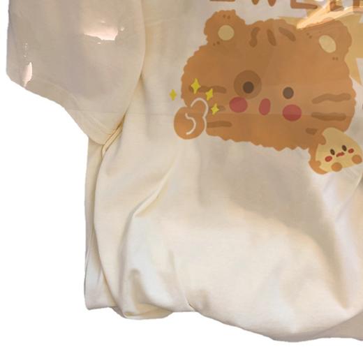 「杏色小猫」时尚新款夏季杏色小猫短袖 2023青春ins纯棉短袖t恤女上衣 商品图4