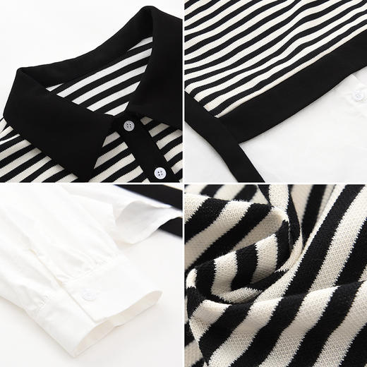 女装翻领假两件条纹拼接长袖衬衫C3212356 商品图2