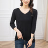 V领七分袖上衣，薄款修身妈妈半袖t恤针织衫CC-103-A051 商品缩略图6