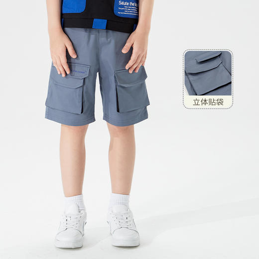 mettekids儿童裤子2022夏新款男童薄款短裤五分裤拼接休闲工装裤 商品图0