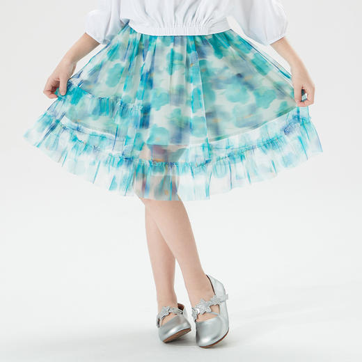 mettekids儿童裙子童装女童夏季碎花裙网纱洋气公主中大童半身裙 商品图1