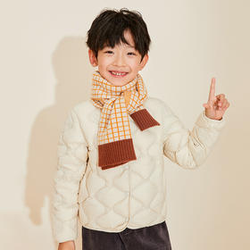 mettekids儿童围巾纯羊绒男童女童新款格子针织秋冬季保暖围脖