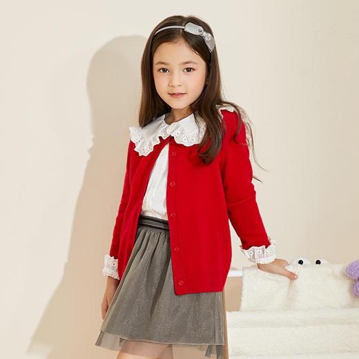 mettekids儿童羊绒衫男童春秋新款针织开衫中大女童可爱卡通毛衣 商品图3