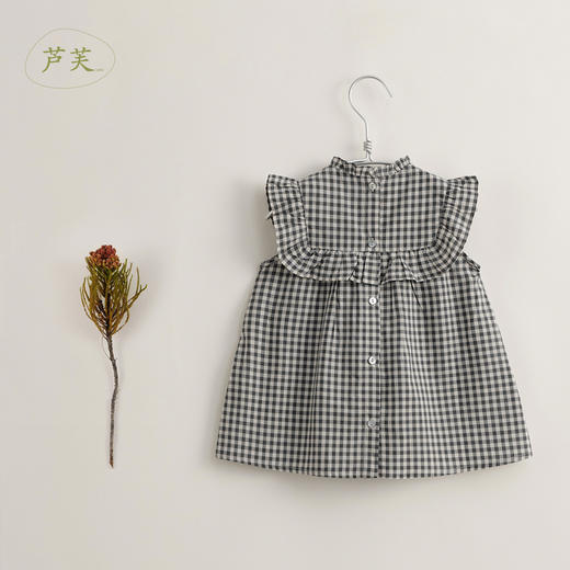 【马克珍妮 芦芙】夏装新款 女童法式木耳边格纹连衣裙230395 商品图2