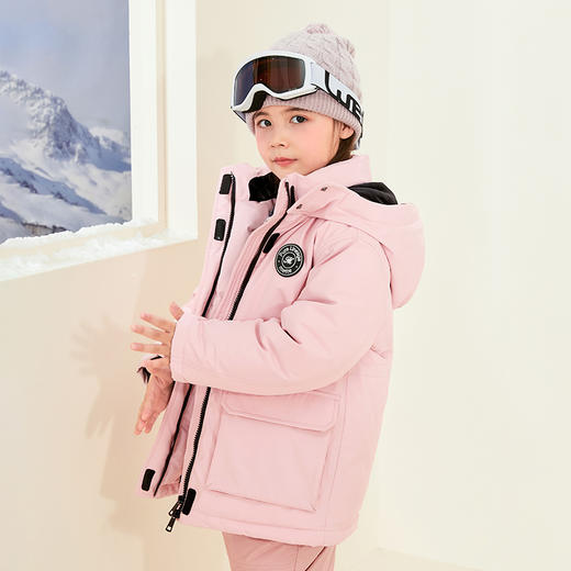 【三防】mettekids儿童羽绒服冬季白鹅绒女童粉色保暖加厚外套 商品图3
