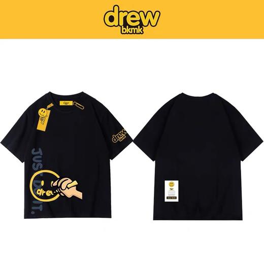 「黑白两色！男女同款」笑脸DREW短袖t恤 高街风FOG潮牌欧美情侣装棉宽松上衣 商品图2