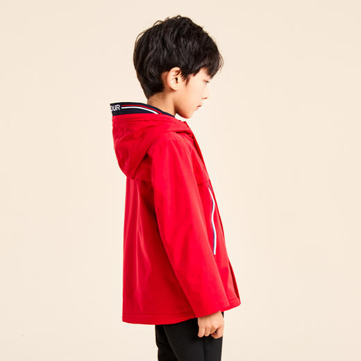 mettekids儿童风衣春秋季2022新款加绒童装男童红色休闲连帽外套 商品图3