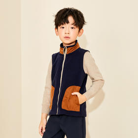 mettekids儿童摇粒绒马甲2022秋款针织背心男童外穿内搭无袖毛衣