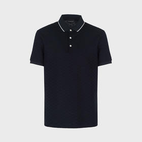 【二】EMPORIO ARMANI 阿玛尼 男士棉质通体提花鹰标丝光平纹针织短袖Polo衫 蓝色 8N1FP0 1JHWZ 0920