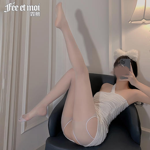 霏慕四面开档连裤袜7307 情趣内衣夫妻房事刺激轻薄丝袜蕾丝长筒袜性感透视免脱弹力紧身黑丝诱惑床上衣服 商品图7